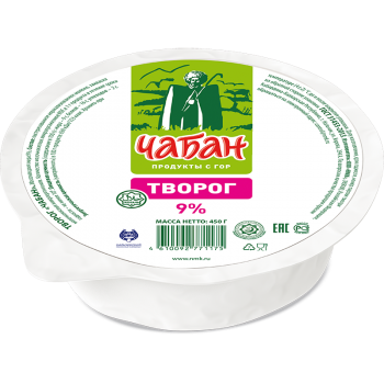 Творог "Чабан" 9% 450г вакуум.термоформаж