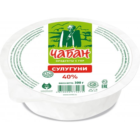 Сыр Сулугуни "Чабан" 40% 300г вакуум.термоформаж