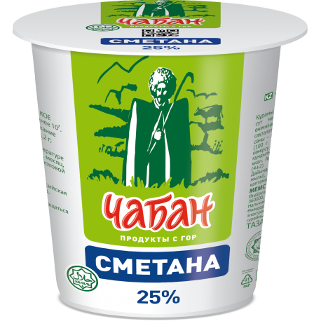 Сметана "Чабан" 25% 300г стакан